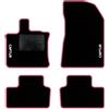 QUEMAR Tappetini Auto compatibili con Renault Captur II dal 2020 anche E-Tech Plug-in Hybrid/Kit Tappeti Moquette e Gomma su Misura (Set 4pz)/ Ricami e Colori Personalizz. (Bordo Rosa, 2 Ricami)