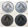 Scooby Designs, Coprimozzi adesivi per cerchi in lega, tondeggianti, 4 pezzi, grigio argento, per Renault Clio, Megane (45 mm)