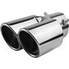 YSFGDJOSFI 1 Pz Universale Per Auto Doppia Uscita Terminale Scarico In Acciaio Inox Terminali Scarico Marmitta Doppio Tubo Punte Tubo Copertura Tubo Scarico(Argento)