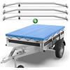 Tarpofix® Telo per rimorchio auto 209 x 134 x 7,5 cm + 3x Staffa per telone (regolabile 100-145 cm) - Copri rimorchio in materiale PVC - Telo PVC per vari rimorchi auto da 750kg FP3