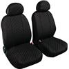 Lupex Shop Ketty.Rigo_N.B Copri-sedili Auto Universale Coppia Anteriore Trapuntato Nero Bordino Blu | Set Coprisedile Universali per Anteriori | Airbag Compatibili | Accessori Auto Interno