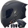 QJWMatic Casco da Moto Integrale con Doppia Visiera, Omologato ECE, con Tecnologia Bluetooth Integrata, Apribile per Uomo E Donna F,M55-56CM