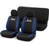 Auto Accessori Lupex | Coprisedili Auto Compatibili con 600 Seicento, Colore Nero Blu Scuro, Made In Italy, Tessuto Policotone, Nome Auto Ricamato, Fodere Sedili Anteriori e Posteriori