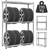 COSTWAY Scaffale Portagomme, Scaffale per Pneumatici in Acciaio 3 Ripiani, Scaffale per 8 Gomme da Officina Garage, 795kg, 120 x 40 x 180 cm