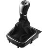 A ABSOPRO Pomello Cambio Manuale 6 Velocità Per Volkswagen Golf MK5 03-09 | Colore Nero Argento Materiale Plastica Ecopelle Dimensioni 15.2x15x27.5cm 1 Pezzo Con Copertura Per Volkswagen Golf MK6 08-12
