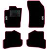 QUEMAR Tappetini Auto compatibili con Audi A1 8X 2010-2018/ Kit Tappeti Moquette e Gomma su Misura (Set 2 Anteriori + 2 Posteriori) / Ricami e Colori Personalizzati (Bordo Rosa, 2 Ricami)