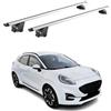 OMAC Barre Portatutto Alluminio TÜV geprüft per Ford Puma 2019-2026 - per Rail Tetto Integrati - T Nut - Max 100 kg - 2 Schlösser Argento