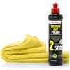 detailmate Set di lucidatura per la Cura Auto - Car Care: Menzerna Pasta abrasiva Medium Cut Polish 2500, 250 ml - rimuovi Graffi superfici + Panno Spesso Microfibra, 40x40cm, 550 gsm