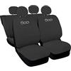 Rebeca Shop 500_Hybrid- Copri-sedili Auto Compatibili 500 Hybrid 2021 | Set Coprisedili Anteriori e Posteriori | Logo Ricamato | Airbag Compatibili | Accessori Interni (Grigio Scuro)