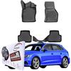 Trimak Passgenau 3D Fussmatten Auto Kompatibel mit Audi A3 S3 RS3 8V 2013-2020 Auto Zubehör 1. Und 2. Reihe Gummimatten Autos TPE Allwetter Geruchlos Rutschfest Vorne und Hinten Schwarz