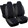 Rebeca Shop® Coprisedili auto compatibili con Smart ForFour, Made in Italy, tessuto poliestere, set coprisedili anteriori e posteriori (Nero - Grigio Scuro, Set completo (anteriore + Posteriore))