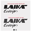kamiustore Adesivo Laika Ecovip Scritta per Camper in Vinile prespaziato in 2 Modelli - Kit 4 Adesivi Nero o Argento (Nero, Inline)