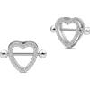 NovaNavel Piercing capezzoli cuori in argento con cristalli bianchi