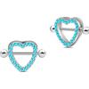 NovaNavel Piercing capezzoli cuori in argento con cristalli azzurri