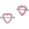 NovaNavel Piercing capezzoli cuori in argento con cristalli fucsia