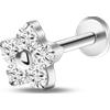 NovaNavel Piercing orecchio/naso/bocca fiore bianco in argento