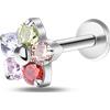 NovaNavel Piercing orecchio/naso/bocca fiore arcobaleno in argento