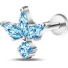 NovaNavel Piercing orecchio/naso petali azzurri in argento