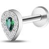 NovaNavel Piercing orecchio/naso/bocca goccia di luce verde in argento