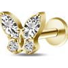 NovaNavel Piercing orecchio/naso mini farfalla bianca in oro