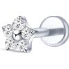 NovaNavel Piercing orecchio/naso/bocca mini fiore bianco in argento