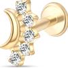 NovaNavel Piercing orecchio/naso luna con cristalli bianco in oro