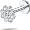 NovaNavel Piercing orecchio/naso/bocca sole bianco in argento