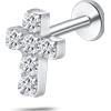 NovaNavel Piercing orecchio/naso croce in argento