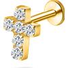 NovaNavel Piercing orecchio/naso croce in oro