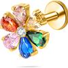 NovaNavel Piercing orecchio/naso flower arcobaleno in oro