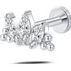 NovaNavel Piercing orecchio/naso/bocca loto di ghiaccio bianco in argento