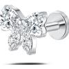 NovaNavel Piercing orecchio/naso/bocca fiocco di sogno bianco in argento