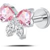 NovaNavel Piercing orecchio/naso/bocca fiocco di sogno rosa e bianco in argento