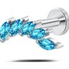 NovaNavel Piercing orecchio/naso foglia di cristallo azzurro in argento
