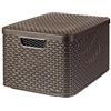 Curver 205861 - Scatola con coperchio, in polipropilene, aspetto vimini, L