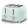 Smeg, Tostapane 4x4 TSF03PGEU, 4 Scomparti da 36mm, 6 Livelli di Doratura, Funzione Riscaldamento, Scongelamento e Bagel, Espulsione Automatica Pane, 2 Cassetti Raccoglibriciole, 2000W, Verde Pastello