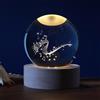 I-TOTAL®- Sfera di vetro 3D con LED RGB effetto sul soffitto, luce notturna per bambini, lampada da notte con base in legno, tema fantasy, decorazione in cristallo disegno (MUSIC)
