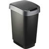 Rotho Twist Portarifiuti con Coperchio, Plastica (PP) senza BPA, Nero/Argento, 25 L, 33.3 x 25.2 x 47.6 cm