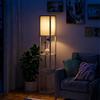 HOMCOM Lampada da Terra Piantana 40W con 3 Scaffale, Attacco E27, Lampada da Pavimento Moderno con Paralume in Acrilico, Soggiorno, Salotto, Camera da Letto, Studio, Ufficio, 26x26x160cm, Rovere