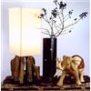 GURU SHOP Lampada da Tavolo/lampada da Tavolo, Fatta a Mano a Bali da Materiale Naturale, Legno di Deriva, Cotone - Modello Kinshasa, Driftwood, 52x17x17 cm, Lampade da Tavolo in Materiali Naturali