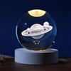 I-TOTAL®- Sfera di vetro 3D con LED RGB effetto sul soffitto, luce notturna per bambini, lampada da notte con base in legno, tema fantasy, decorazione in cristallo disegno (SATURNO)