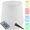 tectake® Vaso da esterno luminoso LED, Ø 38 x 44 cm, vaso fiori da giardino RGB, telecomando, 16 colori, lampade da giardino decorative uso interno e vasi da esterno, design moderno, Curve Pot