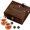 Maverton Set di Pietre da Whisky - cofanetto con incisione personalizzata - 8 cubetti di ghiaccio + 2 bicchieri - in granito - riutilizzabili - idea regalo uomo - aquila
