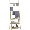 HOMCOM Scaffale Bagno con Porta Asciugamani, 3 Ripiani, Legno di Bambù