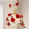 BRRSKBK Fabbrica Lampada a sospensione a forma di fiore francese Isola della cucina Illuminazione a sospensione grande Vetro di latte Lampada a sospensione floreale a soffitto con rosa rossa Lampadario modern