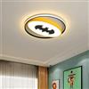 HMASNSEIY Lampada da soffitto a LED bianca per bambini, dimmerabile, 3 colori, camera da letto, cartone animato, lampada da soffitto gialla, design Batman, lampadario decorativo rotondo per ufficio, s