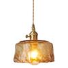 Riankh Lampada a sospensione in vetro caramello fatto a mano irregolare, Lampadario da soffitto industriale retrò con presa E27 e interruttore ON/OFF (C) (Size : C)