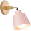 TOKIUS Lampade da Parete Vintage Applique da parete Interno Moderno Applique in Metallo e Legno Lampadari e Plafoniere regolabile E27 Luce da Camera da Letto Soggiorno (1 pezzo, Rosa)