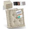 Beautissu Cuscini da pavimento 50x50 cm - Cuscino materasso spesso 10cm - 100% cotone cuscino per sedia da interno e da esterno cuscino da pavimento con maniglia cuscino biancheria - Mila
