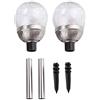 Qiilu 2pcs Impermeabile Led Ad Energia Solare Lampada da Giardino Cortile Palo Crackle Rotonda Luci a Sfera Solare Grandi Luci a Led Luci Alimentate Globo Luci Vetro Scoppiettante